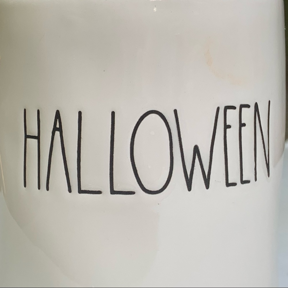 Rae Dunn HAPPY HALLOWEEN Mug Double Sided White Orange Interior NWT 2017 OG - Picture 7 of 14